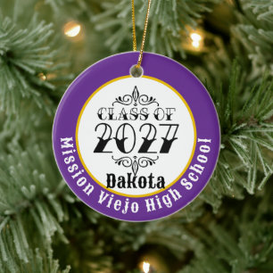 Ornamento De Cerâmica Turma de 2027 Foto de Formatura em Estilo Tat