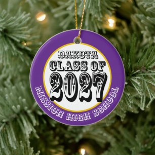 Ornamento De Cerâmica Turma de 2027 Foto Graduação Ocidental