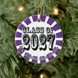 Ornamento De Cerâmica Turma de 2027 Foto Graduação Ocidental