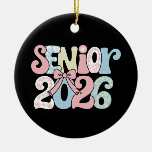 Ornamento De Cerâmica Turma de Formatura de 2026 Laço Floral Graduação 2