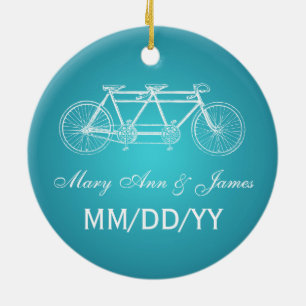 Ornamento De Cerâmica Turquesa em tandem da bicicleta do favor elegante