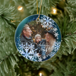 Ornamento De Cerâmica Turquesa Fotográfica Flocos de Neve