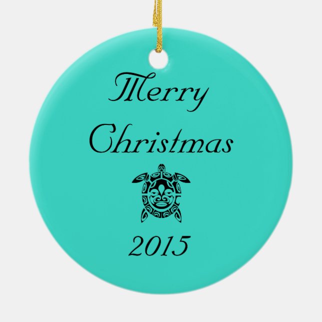 Ornamento De Cerâmica Turquesa Marítima Tribal Personalizada (Traseira)