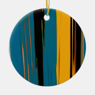 Ornamento De Cerâmica Turquesa Negra E Laranja Ir!