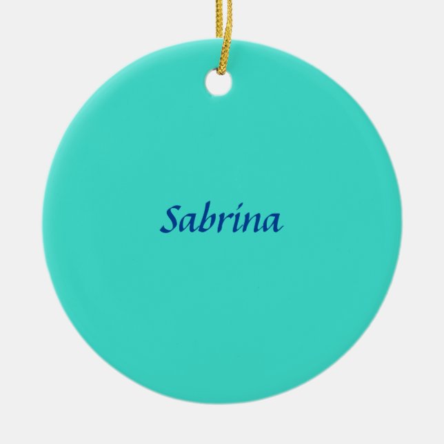 Ornamento De Cerâmica Turquoise Blue Professional Modern Name (Frente)