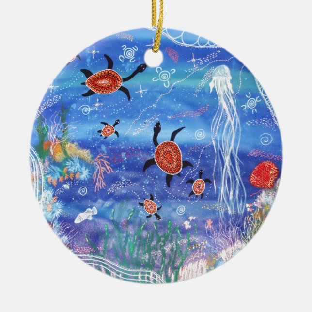 Ornamento De Cerâmica Turtle Dreaming (Frente)