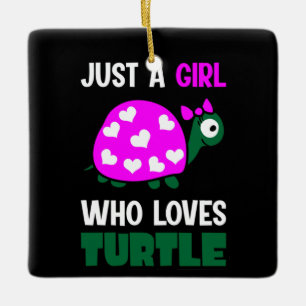 Ornamento De Cerâmica Turtle Lover Rapariga Que Ama Tartarugas