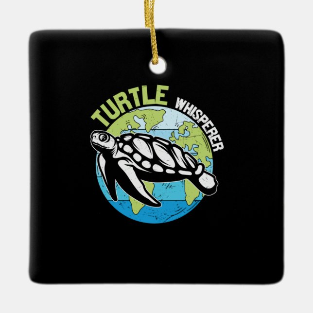 Ornamento De Cerâmica Turtle Lover | Turtle Whisperer (Frente)