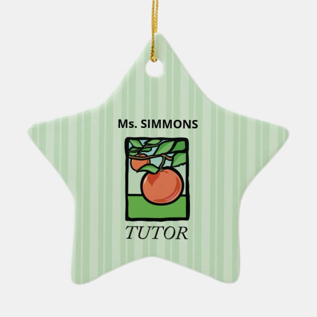 Ornamento De Cerâmica Tutor, Professor Obrigado, Apple (Frente)