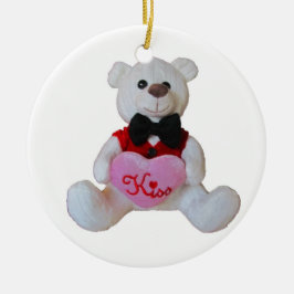 Ornamento De Cerâmica Tuxedo Bear tem um Beijo para você