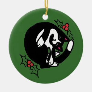 Ornamento De Cerâmica Tuxedo Cat Natal