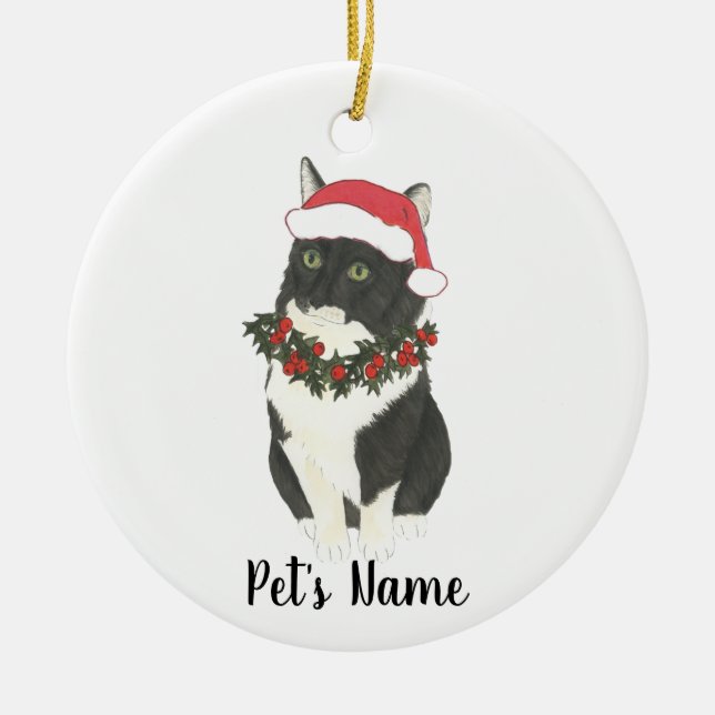 Ornamento De Cerâmica Tuxedo Ragamuffin Personalizado (Frente)