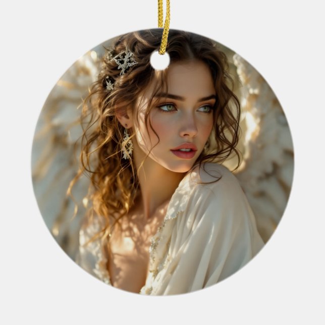 Ornamento De Cerâmica Twilight Guardian - Angel of Gilded Wings (Frente)