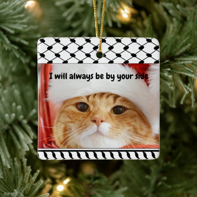 Ornamento De Cerâmica Two Photo Custom Text Keffiyeh Free Palestine (Árvore)