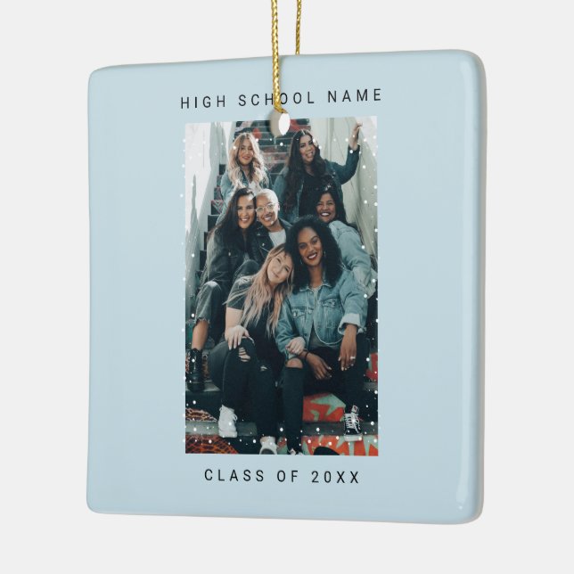 Ornamento De Cerâmica Two Photo Minimalist Snowfall School College (Esquerda)