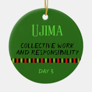 Ornamento De Cerâmica Ujima - Dia 3 de Kwanzaa Verde