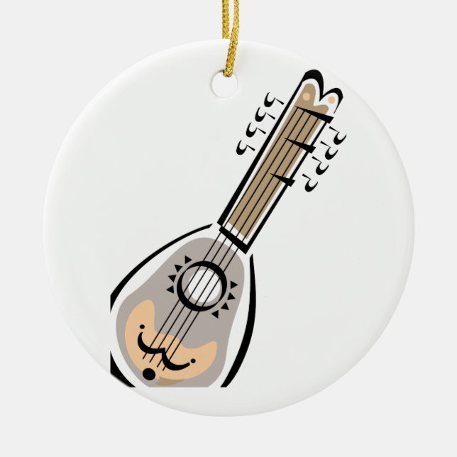 Ornamento De Cerâmica Ukelele, oito amarra, design gráfico da imagem (Frente)