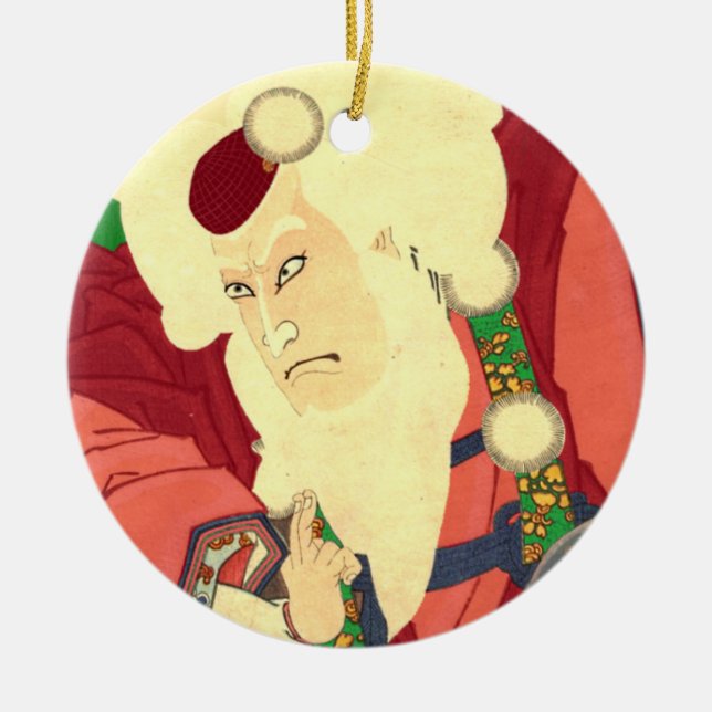 Ornamento De Cerâmica Ukiyo-e Papai Noel (Frente)