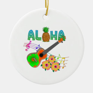 Ornamento De Cerâmica Ukulele da música da ilha Aloha