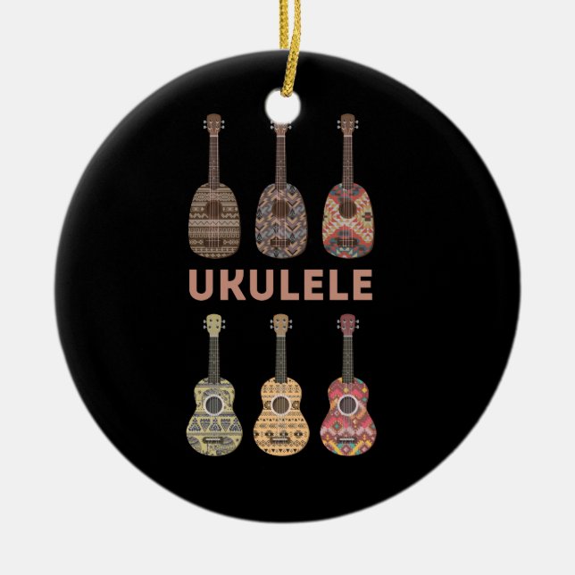 Ornamento De Cerâmica Ukulele do Havaí: Instrumentos Musicais (Frente)
