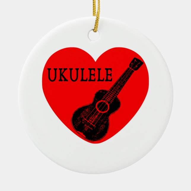 Ornamento De Cerâmica Ukulele Love (Frente)