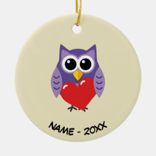 Ornamento De Cerâmica Um Amor Coruja Adicione seu nome