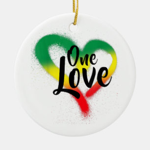 Ornamento De Cerâmica Um Amor Um Coração Vibes de Reggae