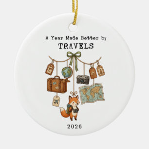 Ornamento De Cerâmica Um ano feito melhor pelas viagens Natal