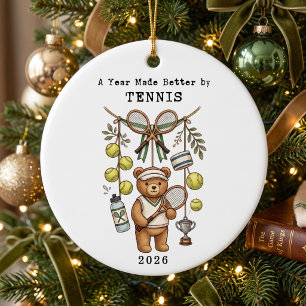 Ornamento De Cerâmica Um Ano Feito Melhor Pelo Natal de Tênis Feriado