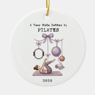 Ornamento De Cerâmica Um ano Feito Melhor Pelo Natal do Pilates Feriado
