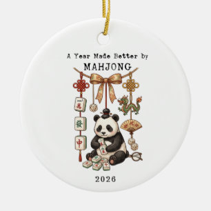 Ornamento De Cerâmica Um ano feito melhor pelo Panda de Natal Mahjong