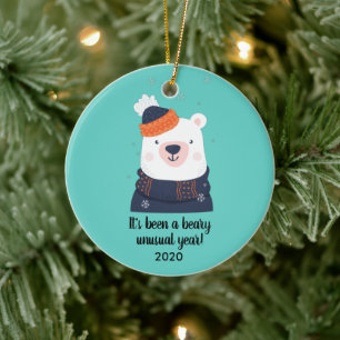 Ornamento De Cerâmica Um Beary Inusual Ano, Engraçado Urso 2020 Natal