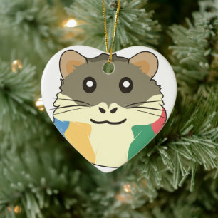 Ornamento De Cerâmica Um Bicho de Cartoon Bonito com um Scarf Multicolor