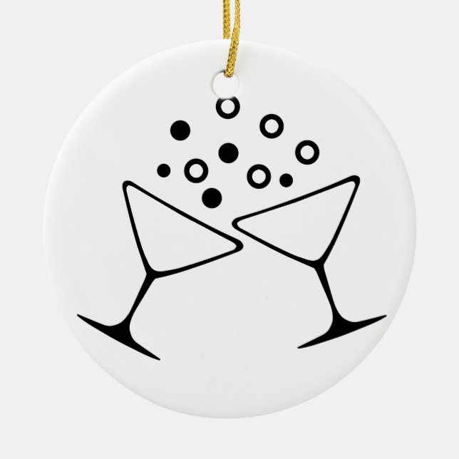 Ornamento De Cerâmica Um brinde de Champagne (Frente)