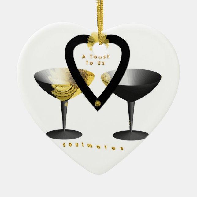 Ornamento De Cerâmica "Um brinde para para Soulmates " * (Frente)