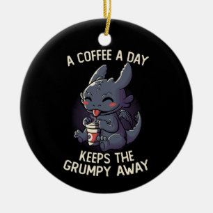 Ornamento De Cerâmica Um Café por Dia Afasta o Mal Humor Divertido Fofo