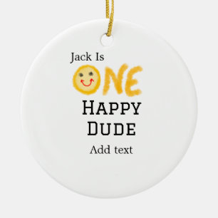 Ornamento De Cerâmica Um cara feliz 1rua feliz Aniversário sorrido amare