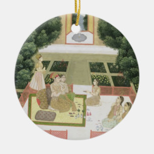 Ornamento De Cerâmica Um casal em um jardim que escuta a música com