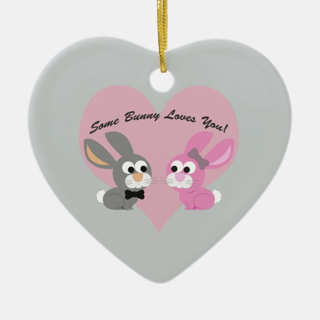 Ornamento De Cerâmica Um coelhinho Te Ama! (Frente)