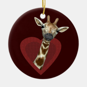 Ornamento De Cerâmica Um Coração Para Girafas
