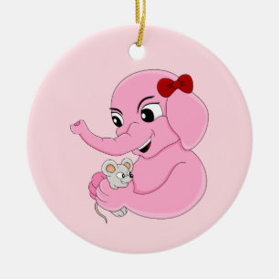 Ornamento De Cerâmica Um desenho animado de uma garota elefante