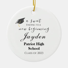 Ornamento De Cerâmica Um doce fim para uma nova graduação inicial
