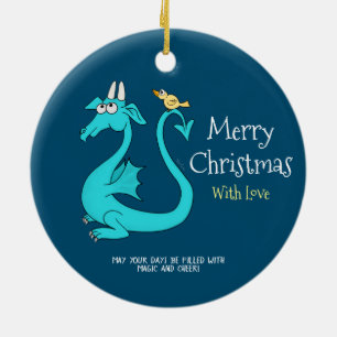 Ornamento De Cerâmica Um Dragão com o Pássaro na Cauda