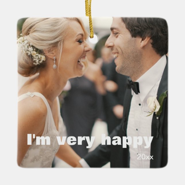 Ornamento De Cerâmica Um Elegante Elegante Personalizável De 2 Lados Fot (Frente)