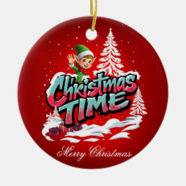 Ornamento De Cerâmica Um elfo animado