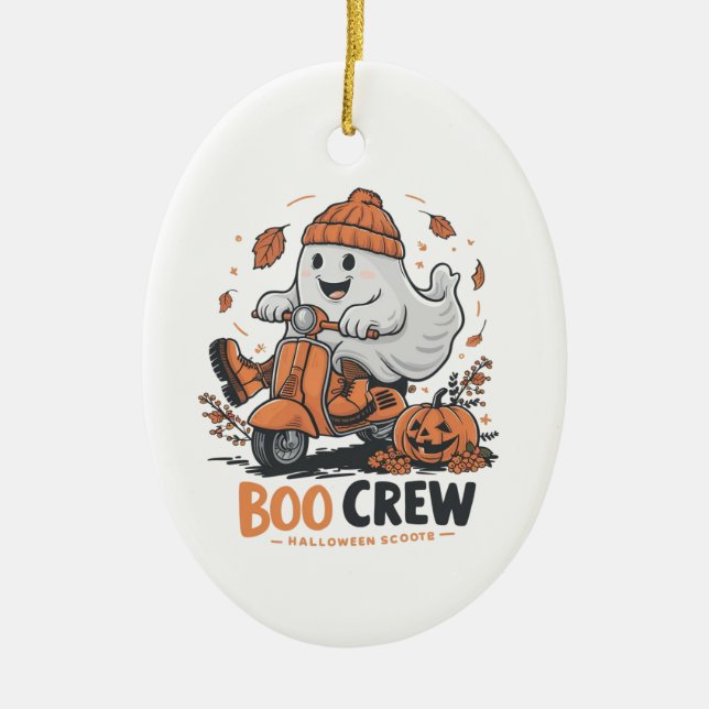 Ornamento De Cerâmica Um fantasma lúdico andando de patinete (Frente)