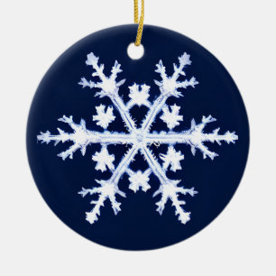 Ornamento De Cerâmica Um Floco de Neve Gigante de Cristal Gelado no Azul