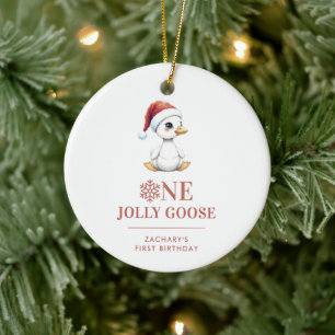 Ornamento De Cerâmica Um Ganso Alegre Personalizado Aniversário de Prime