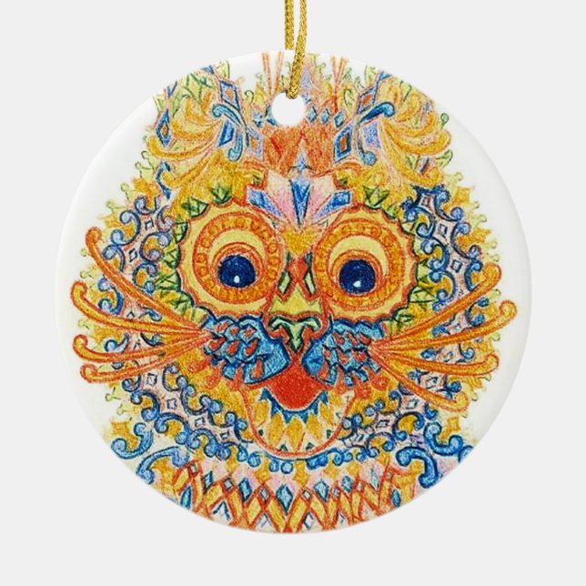 Ornamento De Cerâmica Um Gato De Olhos Amplos, Louis Wain (Frente)