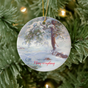 Ornamento De Cerâmica Um Inverno Idyll, Feliz tudo Natal